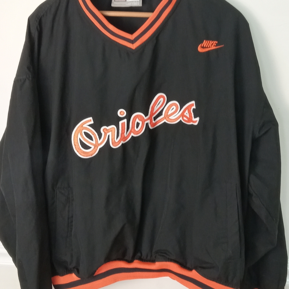 Nike Black and Orange Orioles V-Neck Pullover